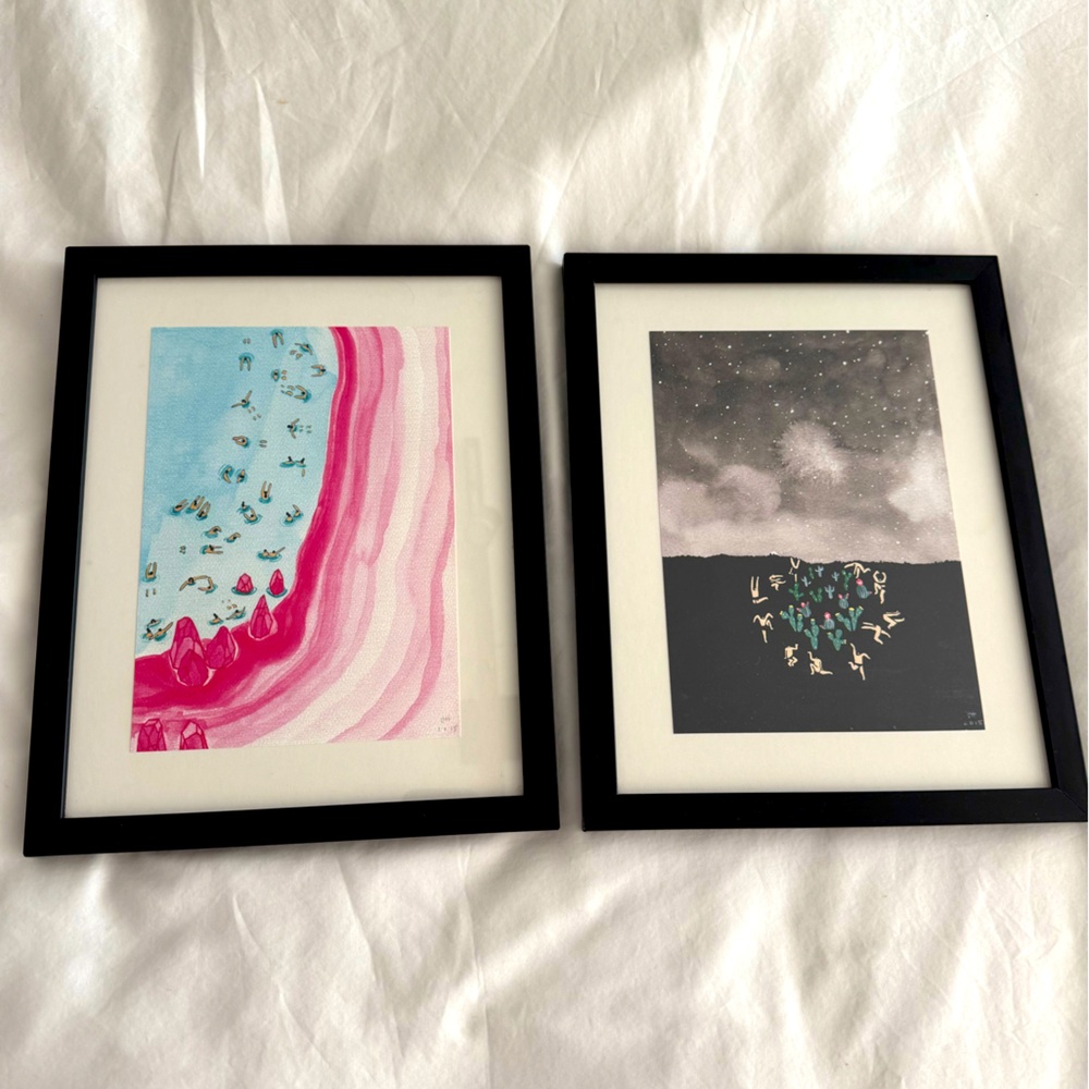 Professionally framed watercolor artwork